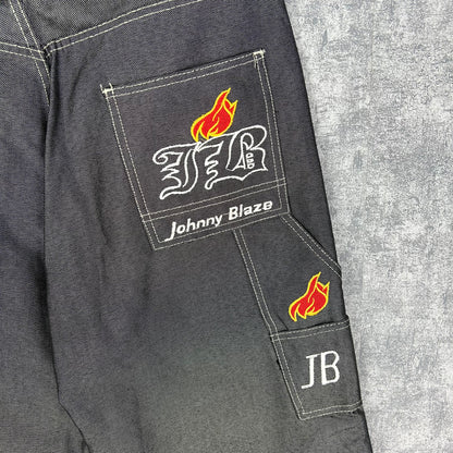 Johnny Blaze Silber metallic Jeans 90s L